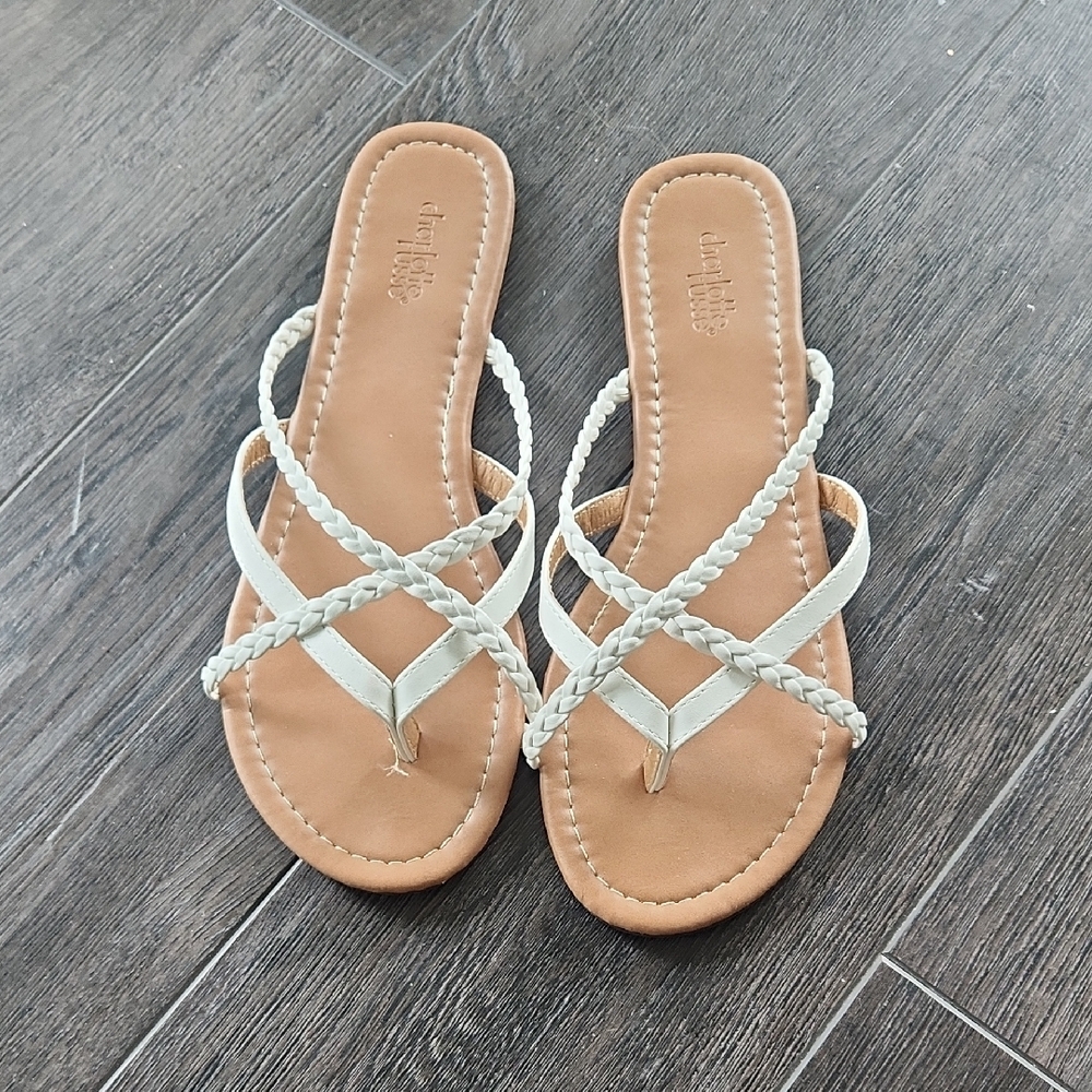 Charlotte Russe Strappy White and Tan Sandals